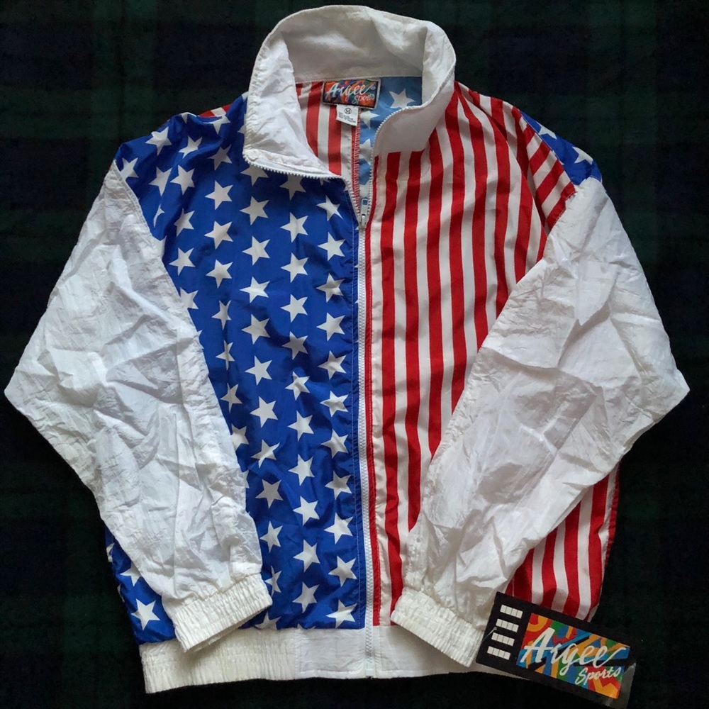 Vintage Argee American Flag Windbreaker Size Med